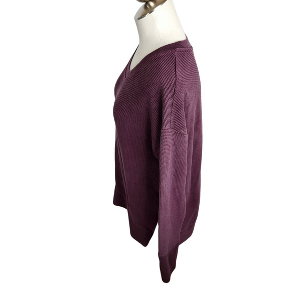 Athleta Coaster Luxe Waffle Sweatshirt Womens Medium Burgundy - Picture 6 of 7